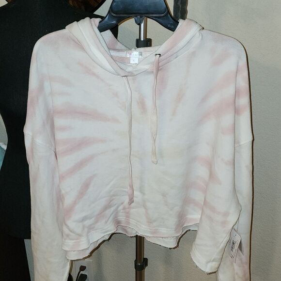 flirtitude ACTIVE Cropped Pullover Hooded Sweater Color Terra Tiedye, Size XL - Picture 3 of 4